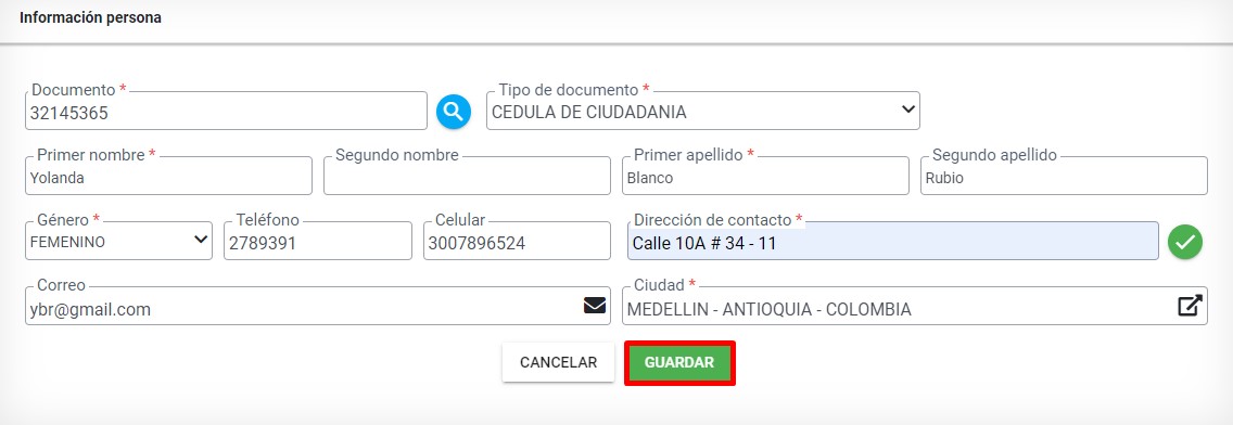 Botón guardar